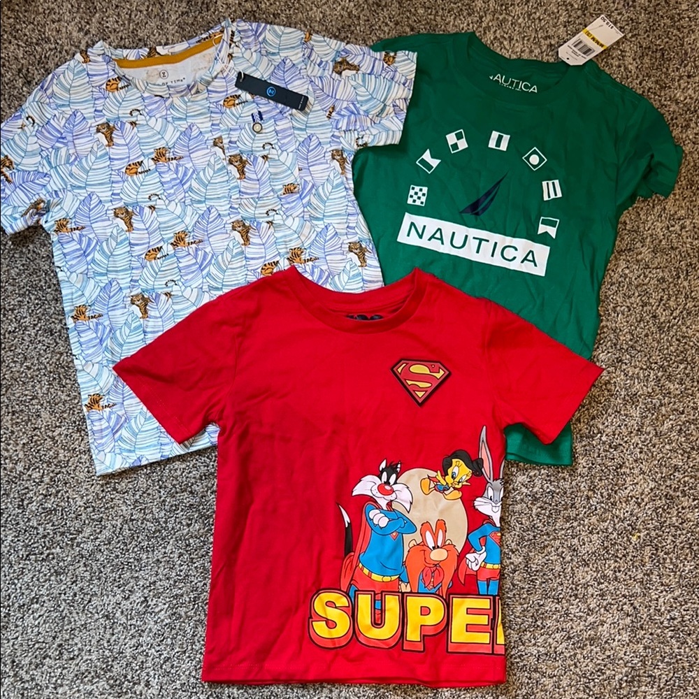 Nautica Green Tee and Red Cartoon Tee Trio